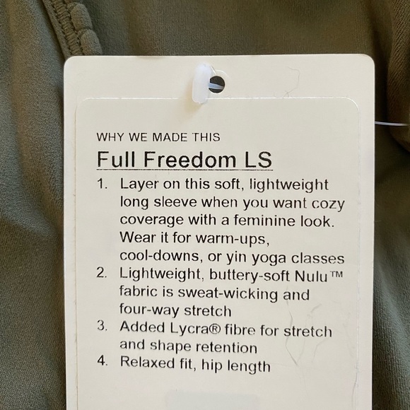 Lululemon Full Freedom Long Sleeve Top T-Shirt Sz 4 - Picture 7 of 11